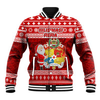 Personalized Tonga Christmas Baseball Jacket Kilisimasi Fiefia Santas Coat Of Arms LT05 Unisex Red - Polynesian Pride