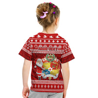 Personalized Tonga Christmas Kid T Shirt Kilisimasi Fiefia Santas Coat Of Arms LT05 - Polynesian Pride