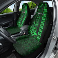 Personalized Hawaii Hauoli Makahiki Hou Car Seat Cover Lono Hawaiian God Kakau Polynesian Tribal Green LT05 - Polynesian Pride