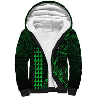Personalized Hawaii Hauoli Makahiki Hou Sherpa Hoodie Lono Hawaiian God Kakau Polynesian Tribal Green LT05 Unisex Green - Polynesian Pride