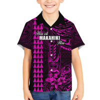 Personalized Hawaii Hauoli Makahiki Hou Family Matching Summer Maxi Dress and Hawaiian Shirt Lono Hawaiian God Kakau Polynesian Tribal Pink LT05 Son's Shirt Pink - Polynesian Pride