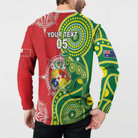 Custom Tonga Australia Rugby Button Sweatshirt Kangaroos And Tonga Mate Maa Together