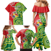 Custom Tonga Australia Rugby Family Matching Mermaid Dress and Hawaiian Shirt Kangaroos And Tonga Mate Maa Together
