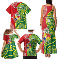 Custom Tonga Australia Rugby Family Matching Tank Maxi Dress and Hawaiian Shirt Kangaroos And Tonga Mate Maa Together LT05 - Polynesian Pride