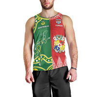 Custom Tonga XIII And Australia Kangaroos Men Tank Top Mate Maa Tongan Ngatu With Aboriginal