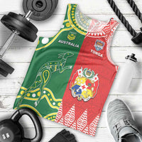 Custom Tonga XIII And Australia Kangaroos Men Tank Top Mate Maa Tongan Ngatu With Aboriginal