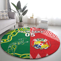 Custom Tonga XIII And Australia Kangaroos Round Carpet Mate Maa Tongan Ngatu With Aboriginal