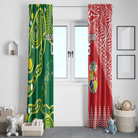 Custom Tonga XIII And Australia Kangaroos Window Curtain Mate Maa Tongan Ngatu With Aboriginal
