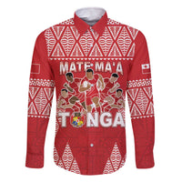 Custom Tonga Rugby Family Matching Off The Shoulder Long Sleeve Dress and Hawaiian Shirt Tonga Mate Ma'a Take The Lead LT05 Dad's Shirt - Long Sleeve Red - Polynesian Pride