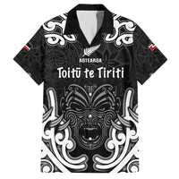 Personalised Aotearoa Hawaiian Shirt Toitu Te Tiriti O Waitangi LT05 Black - Polynesian Pride