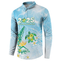 Personalised 2025 Aloha Hawaii Button Sweatshirt Tropical Flowers And Honu