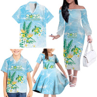 Personalised 2025 Aloha Hawaii Family Matching Off The Shoulder Long Sleeve Dress and Hawaiian Shirt Tropical Flowers And Honu LT05 - Polynesian Pride