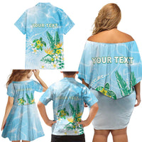Personalised 2025 Aloha Hawaii Family Matching Off Shoulder Short Dress and Hawaiian Shirt Tropical Flowers And Honu LT05 - Polynesian Pride
