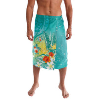 Hawaii Honu Lavalava Tropical Flowers Turquoise Gradient