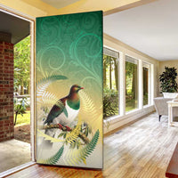New Zealand Pigeon Kereru Door Cover Maori Fern Art Green Gradient LT05 - Polynesian Pride