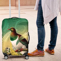 New Zealand Pigeon Kereru Luggage Cover - Maori Fern Art Green Gradient LT05 Green - Polynesian Pride
