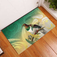 New Zealand Pigeon Kereru Rubber Doormat Maori Fern Art Green Gradient - Polynesian Pride