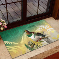 New Zealand Pigeon Kereru Rubber Doormat Maori Fern Art Green Gradient - Polynesian Pride