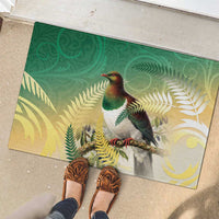 New Zealand Pigeon Kereru Rubber Doormat Maori Fern Art Green Gradient - Polynesian Pride