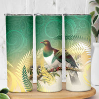 New Zealand Pigeon Kereru Skinny Tumbler Maori Fern Art Green Gradient LT05 - Polynesian Pride
