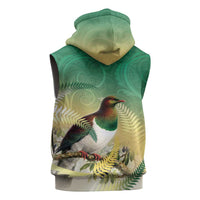 New Zealand Pigeon Kereru Sleeveless Hoodie Maori Fern Art Green Gradient LT05 - Polynesian Pride