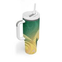 New Zealand Pigeon Kereru Tumbler With Handle Maori Fern Art Green Gradient - Polynesian Pride