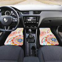 Happy Holi Festival Car Mats Rangoli With Polynesian Pattern LT05 Set 2pcs - Front White - Polynesian Pride
