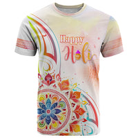 Happy Holi Festival T Shirt Rangoli With Polynesian Pattern LT05 White - Polynesian Pride