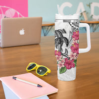 White Polynesian Hammerhead Shark Tribal Pattern Tumbler With Handle