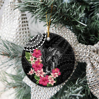 Black Polynesian Hammerhead Shark Tribal Pattern Ceramic Ornament