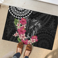 Black Polynesian Hammerhead Shark Tribal Pattern Rubber Doormat LT05 - Polynesian Pride