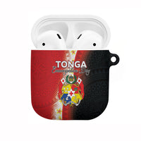 Tonga Emancipation Day AirPods Case Tongan Ngatu Pattern With Plumeria