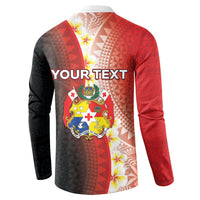 Personalised Tonga Emancipation Day Button Sweatshirt Tongan Ngatu Pattern With Plumeria