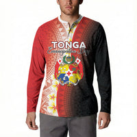 Personalised Tonga Emancipation Day Button Sweatshirt Tongan Ngatu Pattern With Plumeria