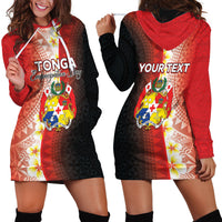 Personalised Tonga Emancipation Day Hoodie Dress Tongan Ngatu Pattern With Plumeria