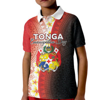 Personalised Tonga Emancipation Day Kid Polo Shirt Tongan Ngatu Pattern With Plumeria