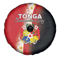 Tonga Emancipation Day Spare Tire Cover Tongan Ngatu Pattern With Plumeria