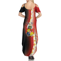 Personalised Tonga Emancipation Day Summer Maxi Dress Tongan Ngatu Pattern With Plumeria