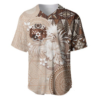 Tonga Ngatu Motifs Baseball Jersey With Coat Of Arms Beige
