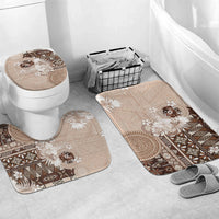 Tonga Ngatu Motifs Bathroom Set With Coat Of Arms Beige