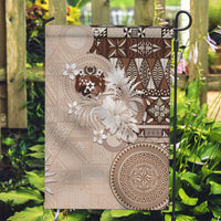 Tonga Ngatu Motifs Garden Flag With Coat Of Arms Beige