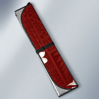 Tonga Ngatu Motifs Auto Sun Shade With Coat Of Arms Red