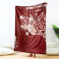 Tonga Ngatu Motifs Blanket With Coat Of Arms Red