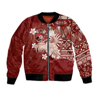 Tonga Ngatu Motifs Bomber Jacket With Coat Of Arms Red