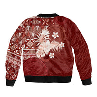 Tonga Ngatu Motifs Bomber Jacket With Coat Of Arms Red