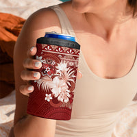 Tonga Ngatu Motifs 4 in 1 Can Cooler Tumbler With Coat Of Arms Red