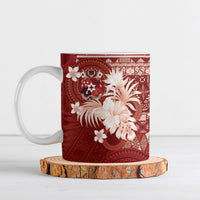Tonga Ngatu Motifs Ceramic Mug With Coat Of Arms Red