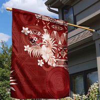 Tonga Ngatu Motifs Garden Flag With Coat Of Arms Red