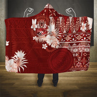 Tonga Ngatu Motifs Hooded Blanket With Coat Of Arms Red