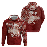 Tonga Ngatu Motifs Hoodie With Coat Of Arms Red